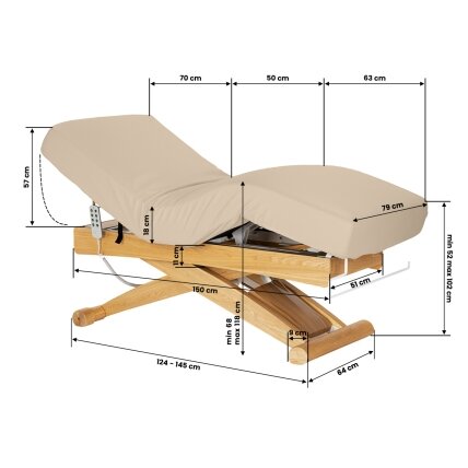 Profesionalus elektrinis masažo ir SPA gultas SILLON SIESTA, smėlio spalvos 19