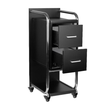Professional  beauty salon trolley GABBIANO SOLO, black with silver frame 2