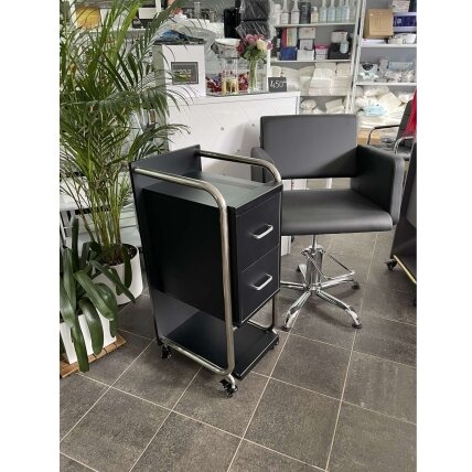 Professional  beauty salon trolley GABBIANO SOLO, black with silver frame 5