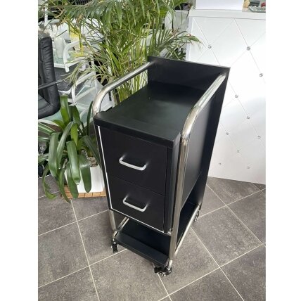 Professional  beauty salon trolley GABBIANO SOLO, black with silver frame 6