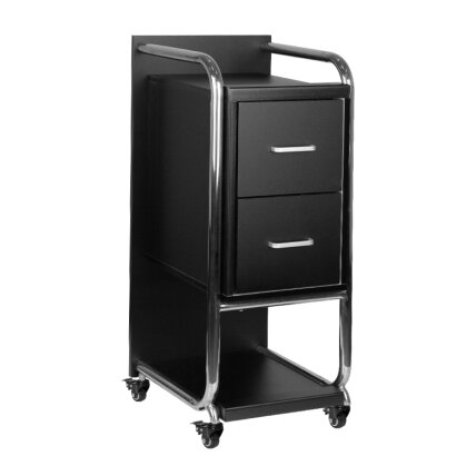 Professional  beauty salon trolley GABBIANO SOLO, black with silver frame