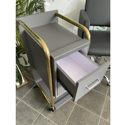 Professional beauty salon trolley GABBIANO SOLO, gray with gold frame 8 Professional beauty salon trolley GABBIANO SOLO, gray with gold frame 8