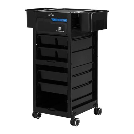 Professional barber trolley GABBIANO 68UV with sterilizer, black color Professional barber trolley GABBIANO 68UV with sterilizer, black color
