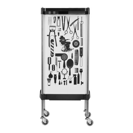 Professional hairdresser trolley GABBIANO X11-9 GRAPHICS, black and white colors 3