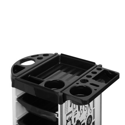Professional hairdresser trolley GABBIANO X11-9 GRAPHICS, black and white colors 4 Professional hairdresser trolley GABBIANO X11-9 GRAPHICS, black and white colors 4