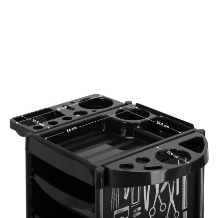 Professional hairdressers trolley GABBIANO X11-9 GRAPHICS, black color 5 Professional hairdressers trolley GABBIANO X11-9 GRAPHICS, black color 5