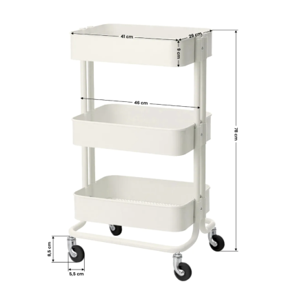 Professional cosmetology trolley HS05, white color 1 Professional cosmetology trolley HS05, white color 1