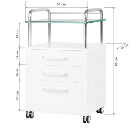 Professional cosmetic trolley for podological procedures 6053, white color 4 Professional cosmetic trolley for podological procedures 6053, white color 4