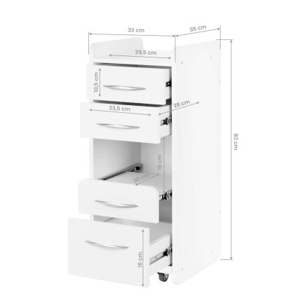 Professional cosmetology cart-cabinet with place for tool sterilizer MINI 969, white color 6