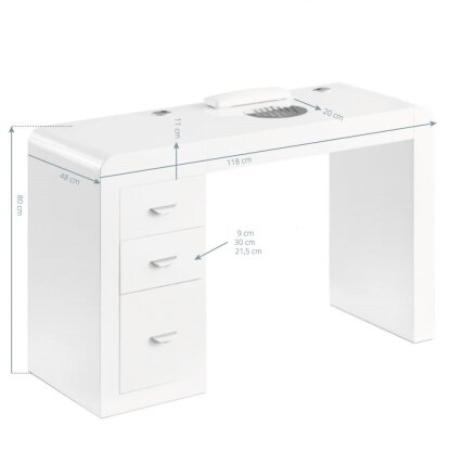 Professional manicure table with dust extractor MOD 312, white 3