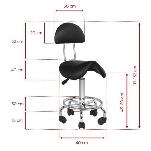 Professional master chair-saddle for beauticians 6001, black color 4