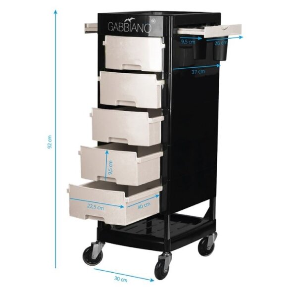 Profesionalus kirpėjo vežimėlis GABBIANO FT65 BLACK/WHITE 3