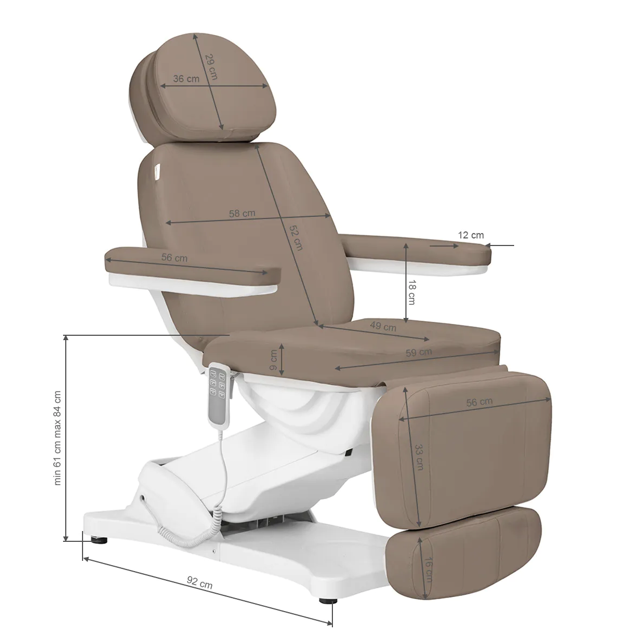 Professional electric cosmetology chair - bed SILLON CLASSIC 3 motors, brown color 17 Professional electric cosmetology chair - bed SILLON CLASSIC 3 motors, brown color 17