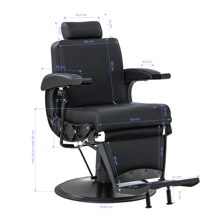 Professional barber chair with massage function GABBIANO CONTINENTAL, black 17