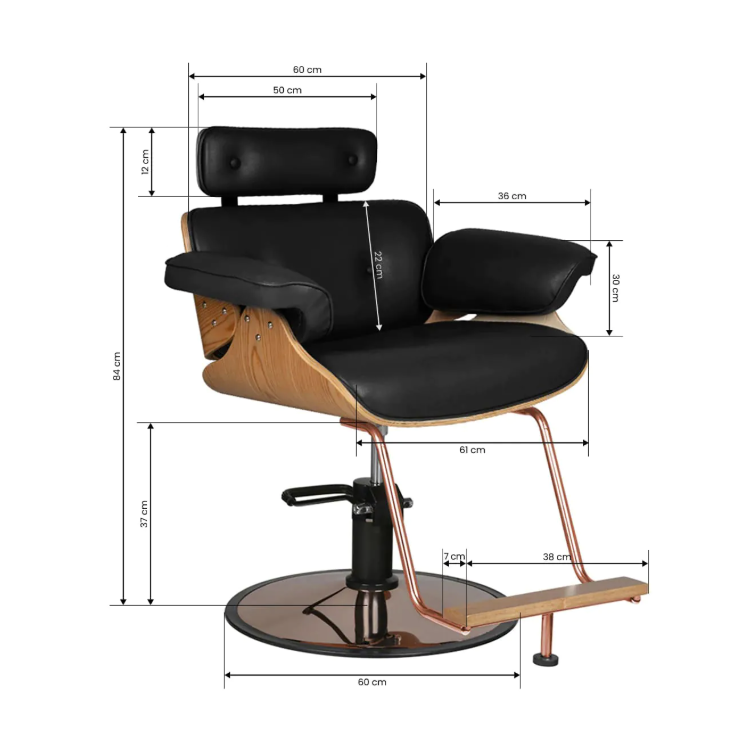 Professional hairdresser's chair with footrest and wooden elements GABBIAN FLORENCE, black color 4