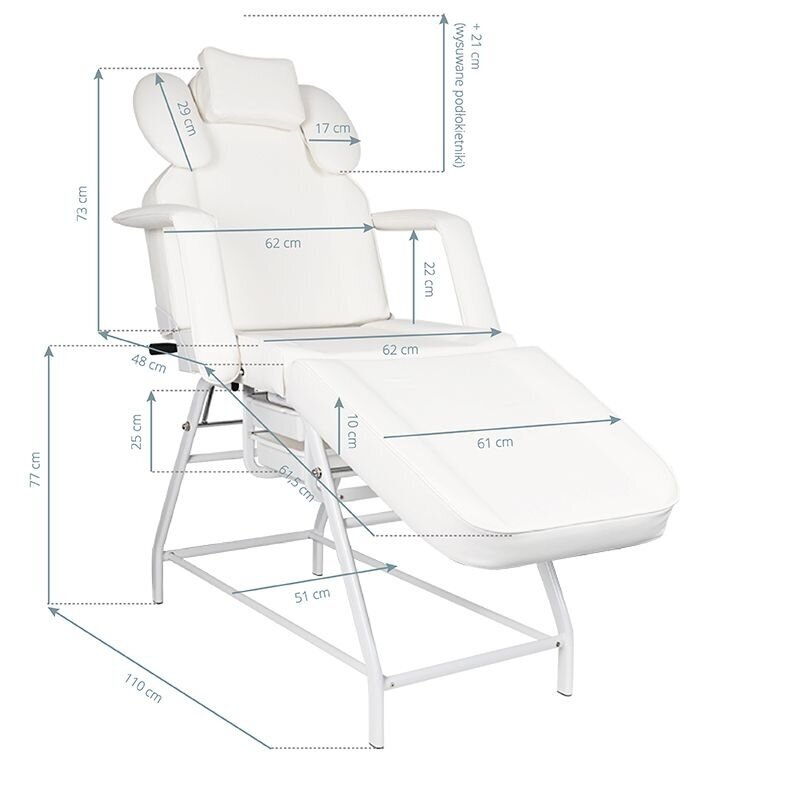 Professional cosmetology couch - bed white IVETTE 10 Professional cosmetology couch - bed white IVETTE 10
