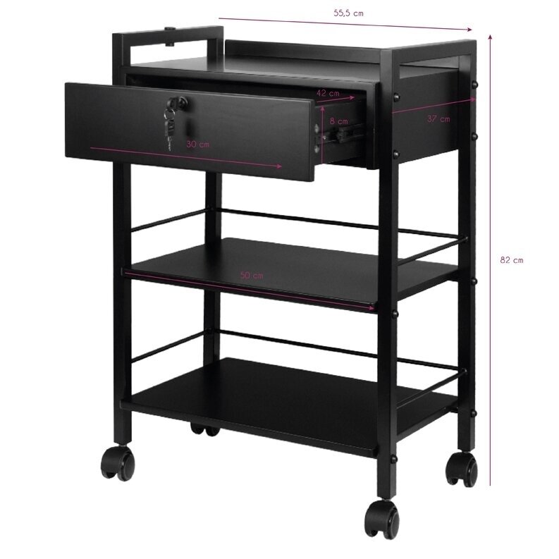 Professional trolley for tattoo and pedicure procedures PRO INK 1019A, black 4 Professional trolley for tattoo and pedicure procedures PRO INK 1019A, black 4