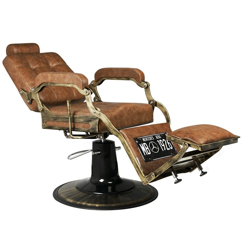 Professional barber chair BOSS OLD LEATHER, light brown color 4 Professional barber chair BOSS OLD LEATHER, light brown color 4