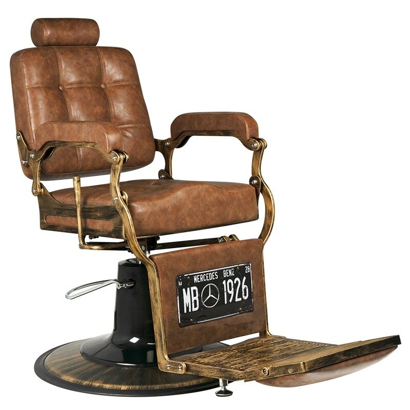 Professional barber chair BOSS OLD LEATHER, light brown color Professional barber chair BOSS OLD LEATHER, light brown color
