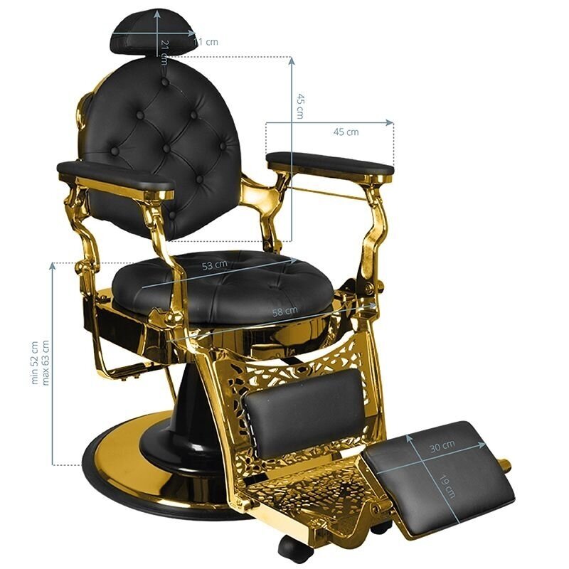 Professional barbers and beauty salons haircut chair GABBIANO GIULIO GOLD, black color 4 Professional barbers and beauty salons haircut chair GABBIANO GIULIO GOLD, black color 4
