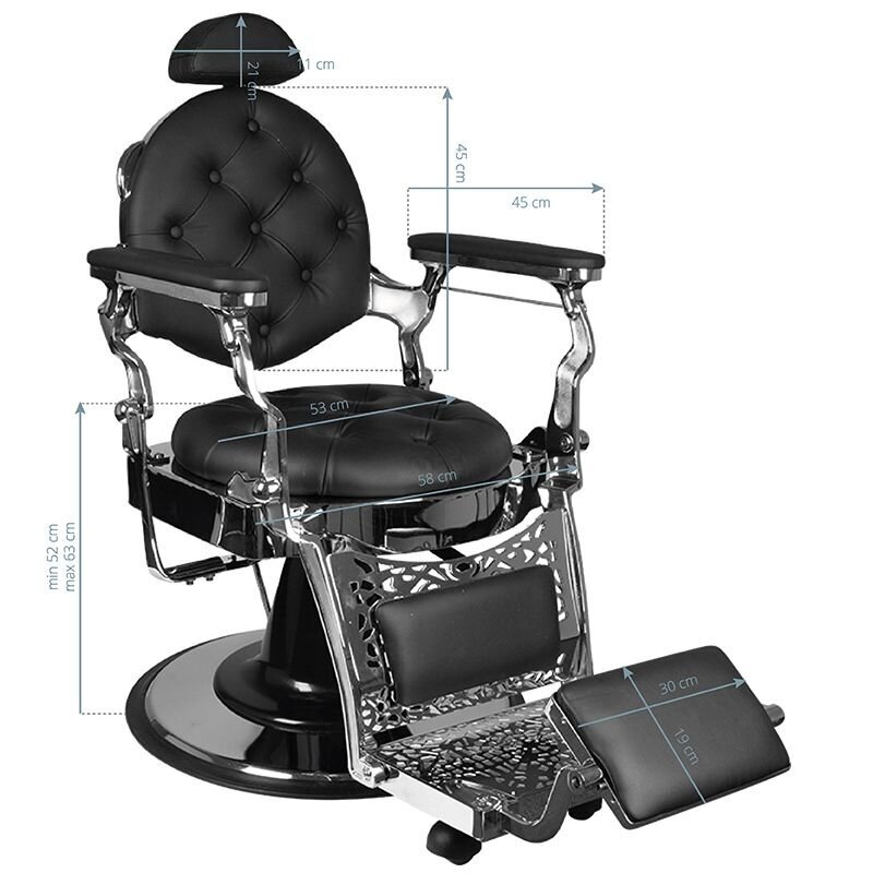 Professional barbers and beauty salons haircut chair GABBIANO GIULO black color 5 Professional barbers and beauty salons haircut chair GABBIANO GIULO black color 5