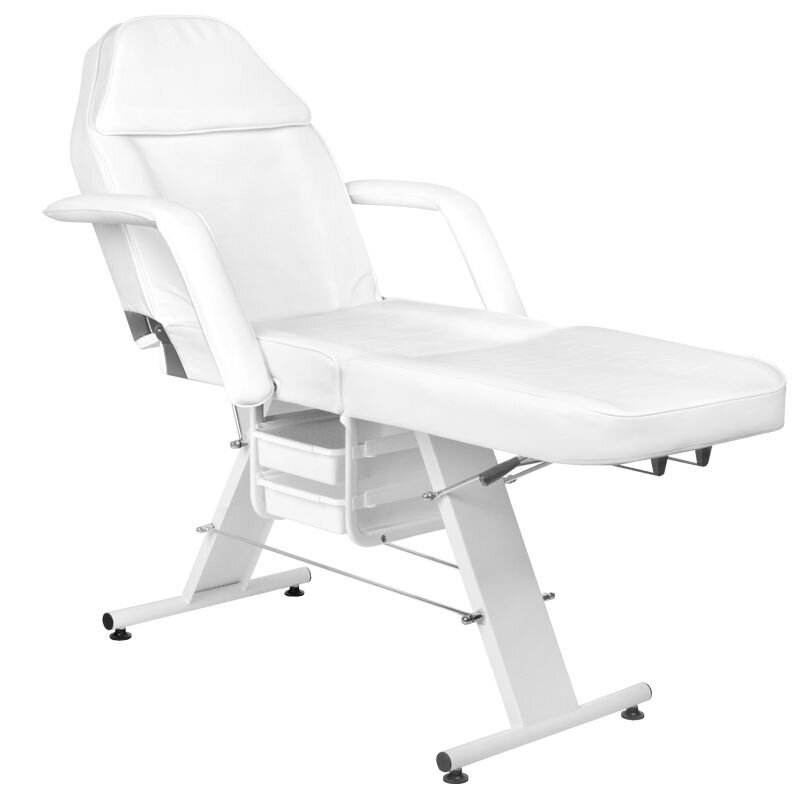 BASIC 202 Manual Beauty Bed with 2 Storage Trays, White 2