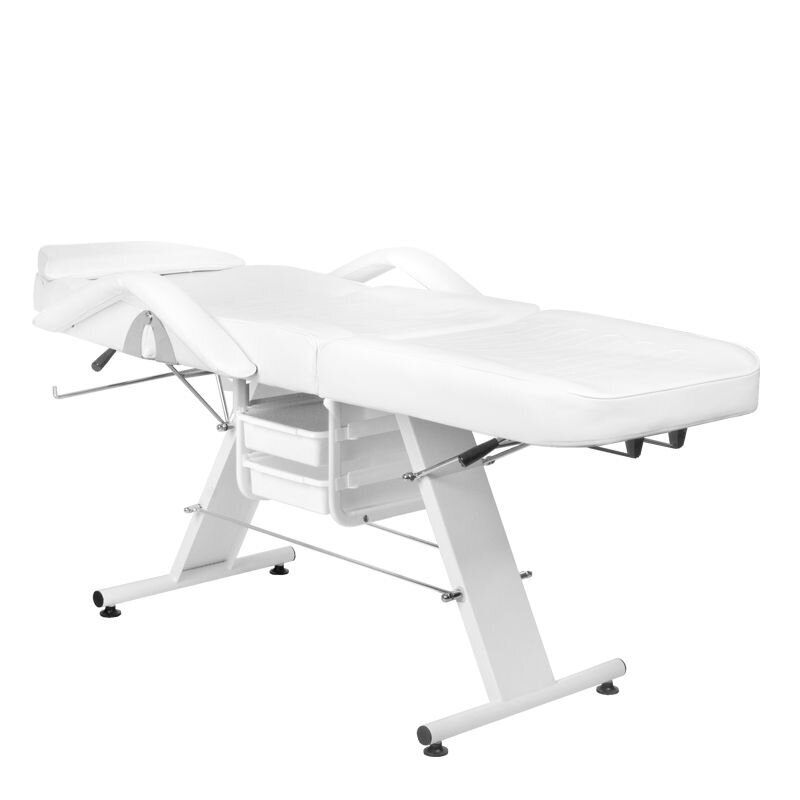 BASIC 202 Manual Beauty Bed with 2 Storage Trays, White 3