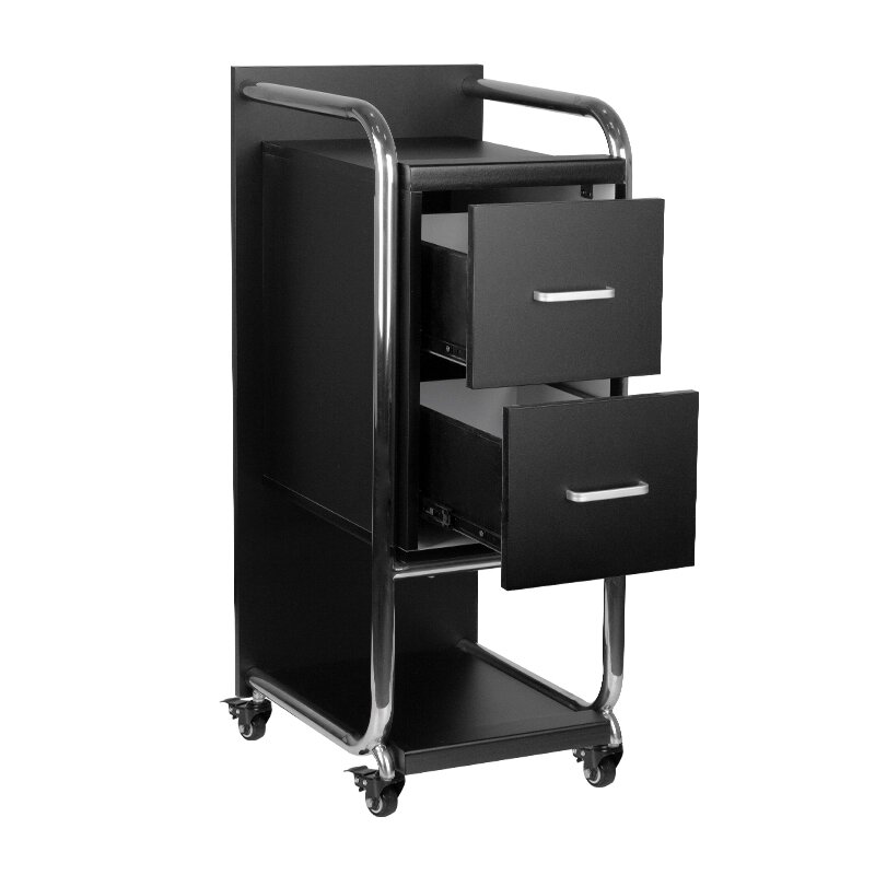 Professional  beauty salon trolley GABBIANO SOLO, black with silver frame 2