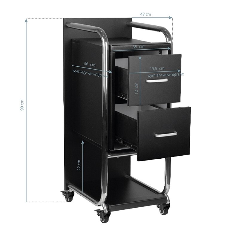 Professional beauty salon trolley GABBIANO SOLO, black with silver frame 3 Professional beauty salon trolley GABBIANO SOLO, black with silver frame 3