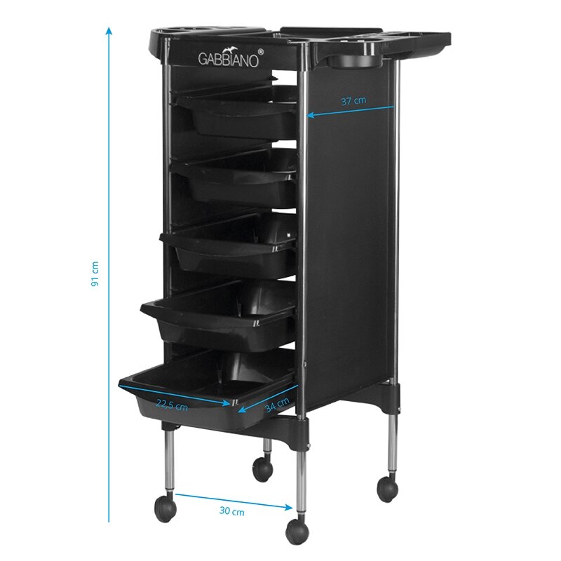Professional hairdresser's trolley GABBIANO FX11-5, black 4 Professional hairdresser's trolley GABBIANO FX11-5, black 4