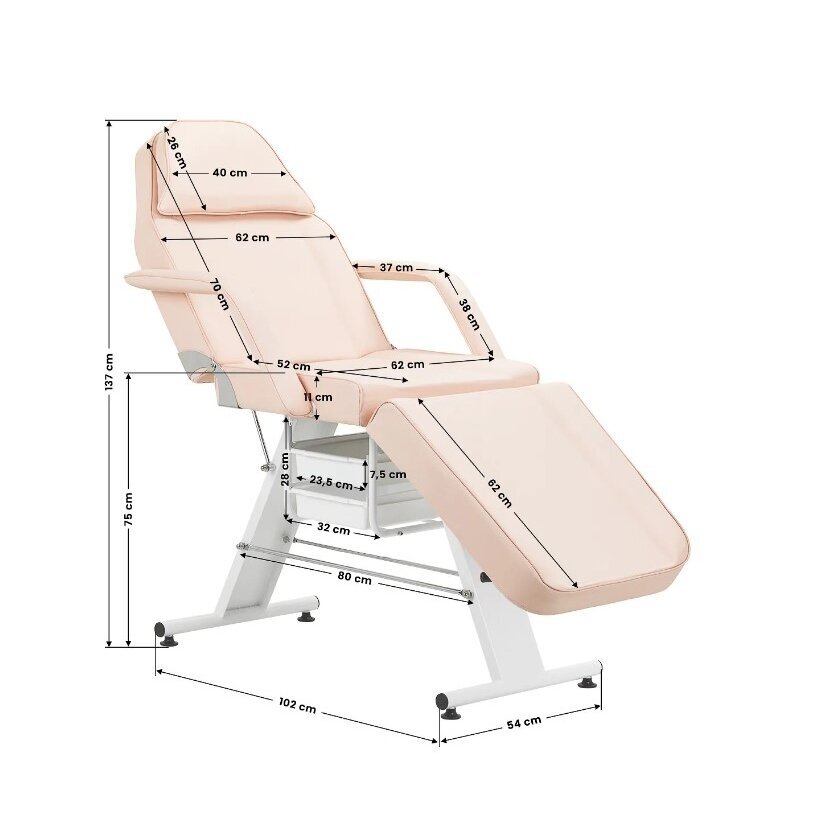 Professional cosmetology bed for beauty salons BASIC 202, pink color 16 Professional cosmetology bed for beauty salons BASIC 202, pink color 16