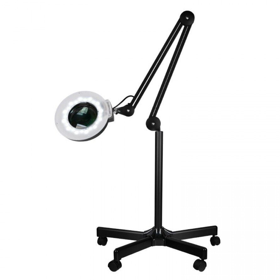 Professional cosmetology LED lamp with magnifying glass S5 5D, black color (with stand) Professional cosmetology LED lamp with magnifying glass S5 5D, black color (with stand)