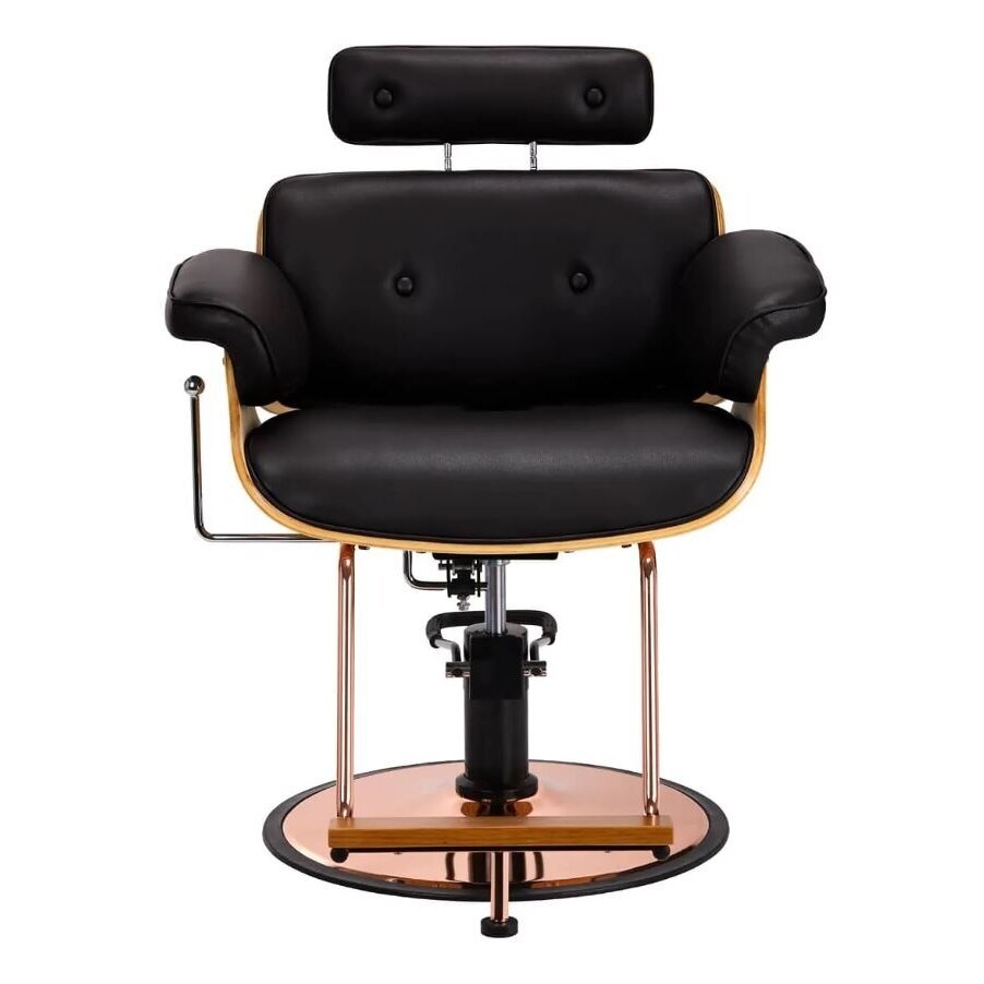 Professional hairdressing chair with footrest and wooden elements GABBIANO FLORENCE, black + ADJUSTABLE HEADBACK 2 Professional hairdressing chair with footrest and wooden elements GABBIANO FLORENCE, black + ADJUSTABLE HEADBACK 2