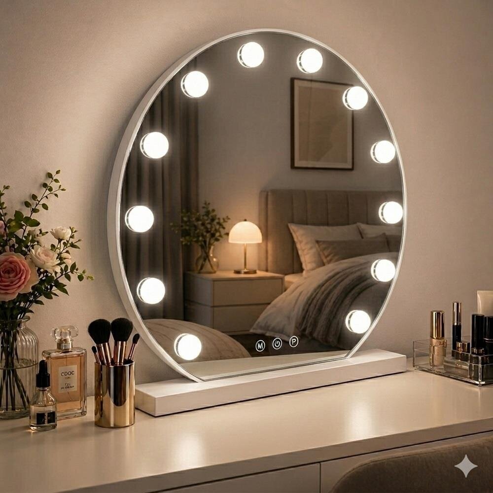 Veidrodis grožio salonams su LED apšvietimu HOLLYWOOD, 50 cm 1 Veidrodis grožio salonams su LED apšvietimu HOLLYWOOD, 50 cm 1