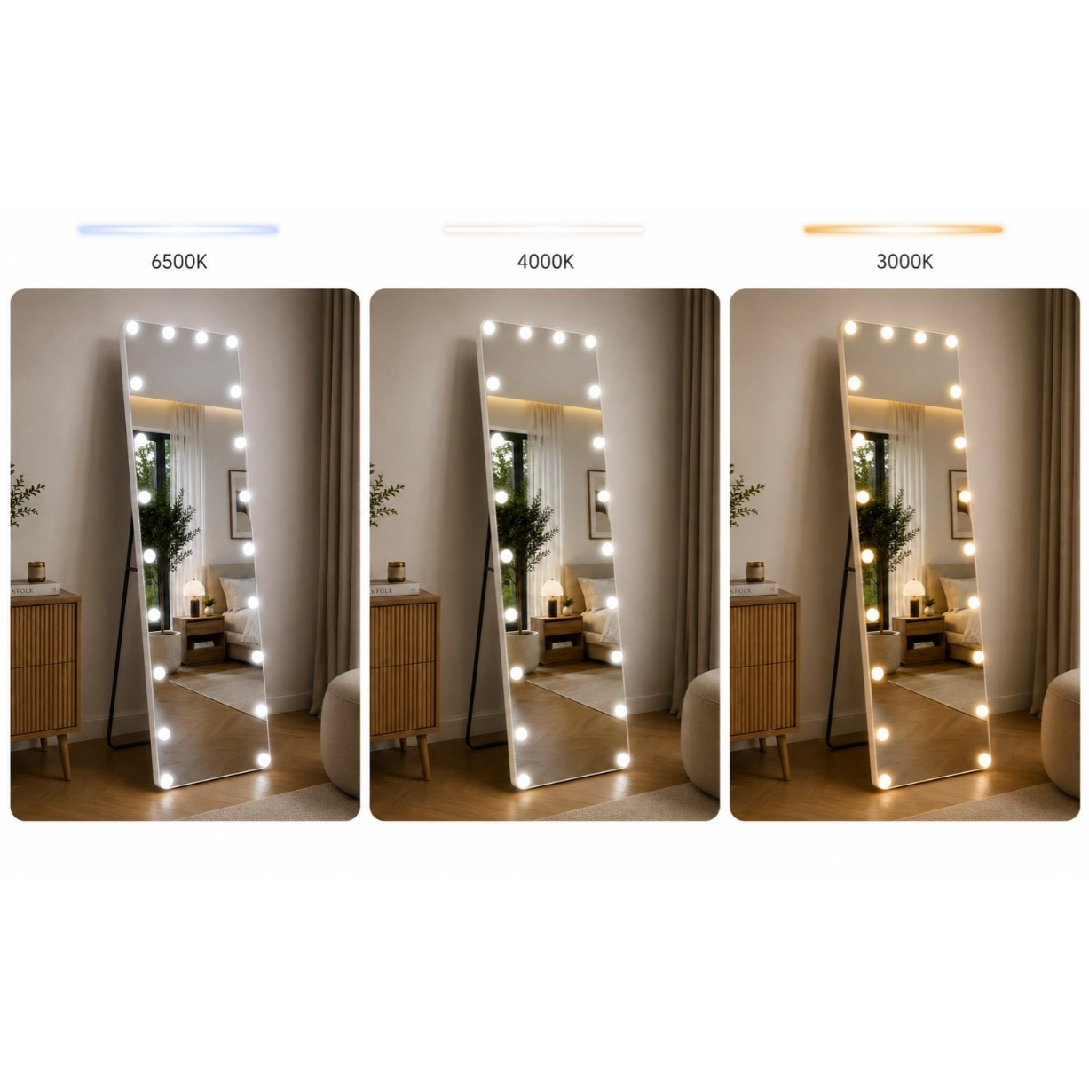 Veidrodis grožio salonams su LED apšvietimu HOLLYWOOD, 160x50 cm 3