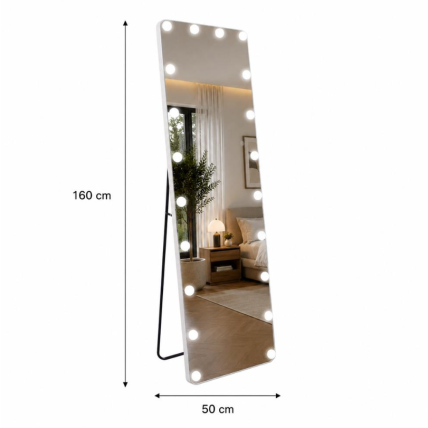Veidrodis grožio salonams su LED apšvietimu HOLLYWOOD, 160x50 cm 2 Veidrodis grožio salonams su LED apšvietimu HOLLYWOOD, 160x50 cm 2