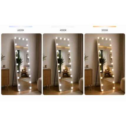 Veidrodis grožio salonams su LED apšvietimu HOLLYWOOD, 160x50 cm 3 Veidrodis grožio salonams su LED apšvietimu HOLLYWOOD, 160x50 cm 3