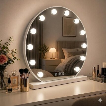 Veidrodis grožio salonams su LED apšvietimu HOLLYWOOD, 50 cm 1 Veidrodis grožio salonams su LED apšvietimu HOLLYWOOD, 50 cm 1