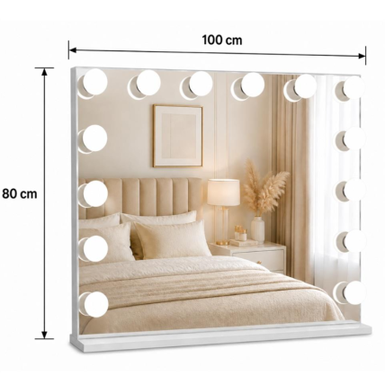 Mirror for beauty salons with LED lighting LED HOLLYWOOD, 100x80 cm. 3 Mirror for beauty salons with LED lighting LED HOLLYWOOD, 100x80 cm. 3