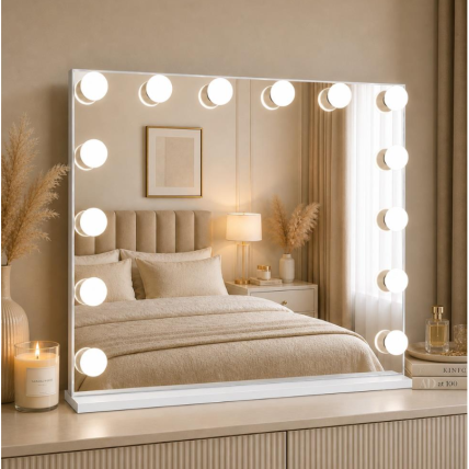 Mirror for beauty salons with LED lighting LED HOLLYWOOD, 100x80 cm. 1 Mirror for beauty salons with LED lighting LED HOLLYWOOD, 100x80 cm. 1