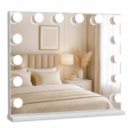 Mirror for beauty salons with LED lighting LED HOLLYWOOD, 100x80 cm.