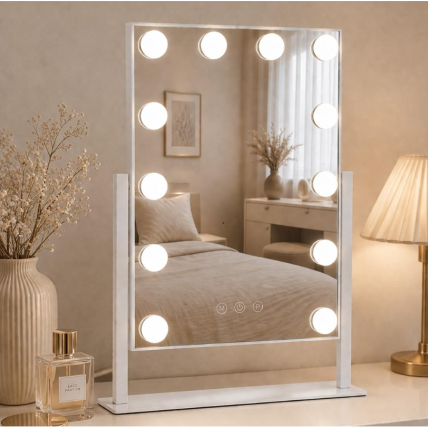 Mirror for beauty salons with LED lighting LED HOLLYWOOD, 30x41 cm. 1 Mirror for beauty salons with LED lighting LED HOLLYWOOD, 30x41 cm. 1