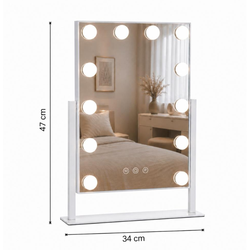 Mirror for beauty salons with LED lighting LED HOLLYWOOD, 30x41 cm. 2